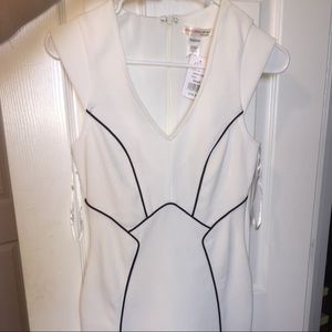 White W/ Black Lines BodyCon Dress